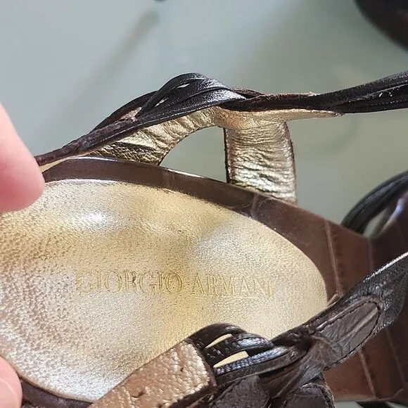 Giorgio Armani Strappy Woven Leather Heels