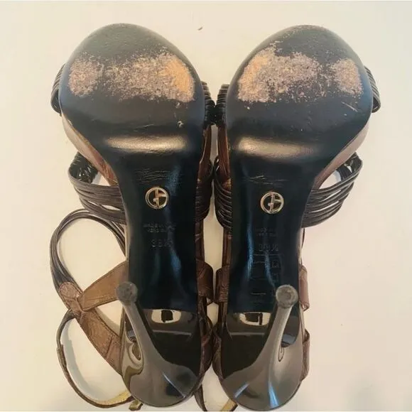 Giorgio Armani Strappy Woven Leather Heels