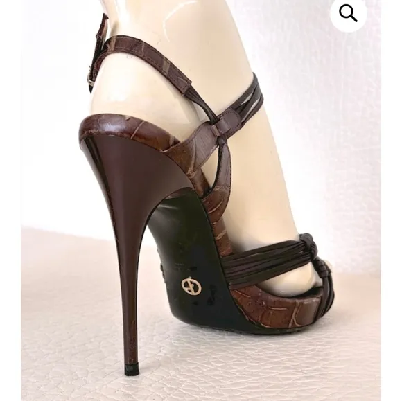 Giorgio Armani Strappy Woven Leather Heels