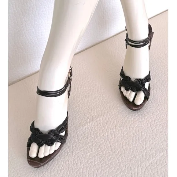 Giorgio Armani Strappy Woven Leather Heels