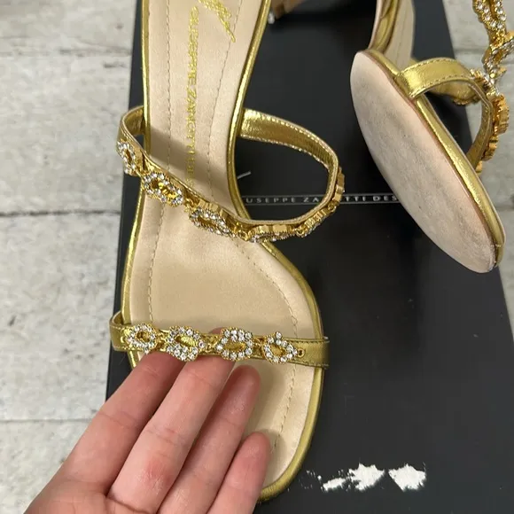 Giuseppe Zanotti Y2K Golden Strappy Bling Heels Size 7.5
