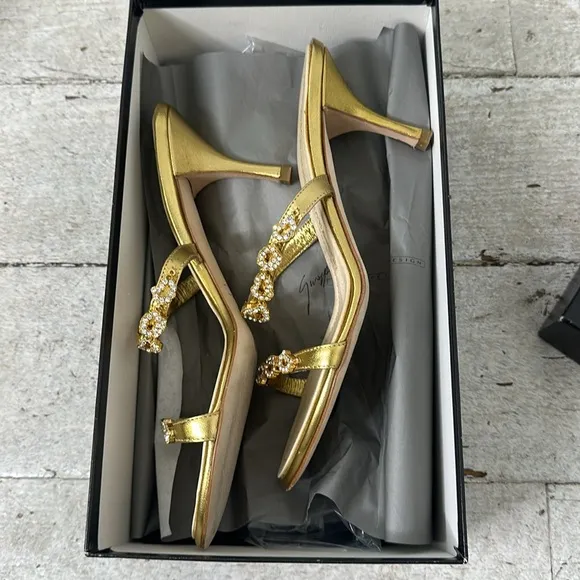 Giuseppe Zanotti Y2K Golden Strappy Bling Heels Size 7.5