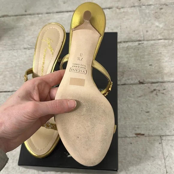 Giuseppe Zanotti Y2K Golden Strappy Bling Heels Size 7.5