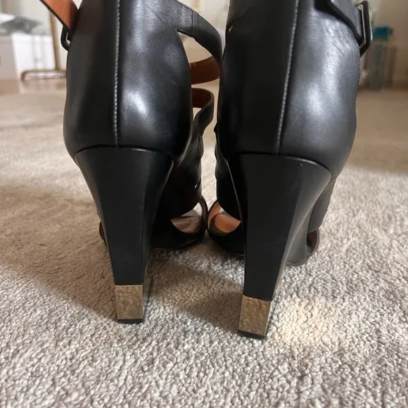 Givenchy Black Strappy Heels with Chunky Heel