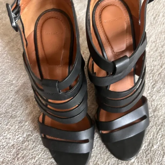 Givenchy Black Strappy Heels with Chunky Heel