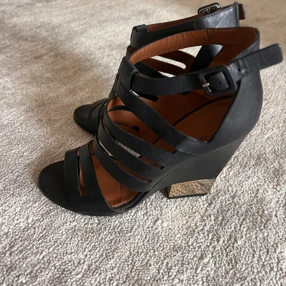 Givenchy Black Strappy Heels with Chunky Heel