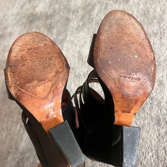 Givenchy Black Strappy Heels with Chunky Heel