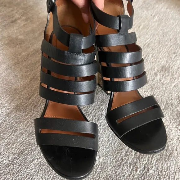 Givenchy Black Strappy Heels with Chunky Heel