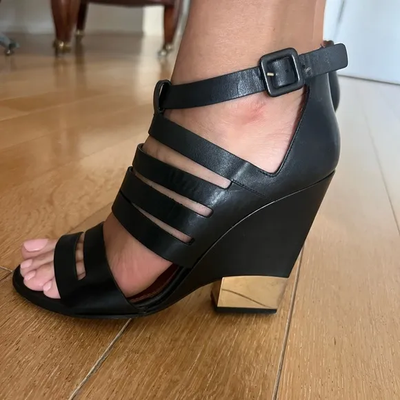 Givenchy Black Strappy Heels with Chunky Heel