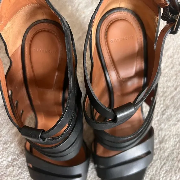 Givenchy Black Strappy Heels with Chunky Heel