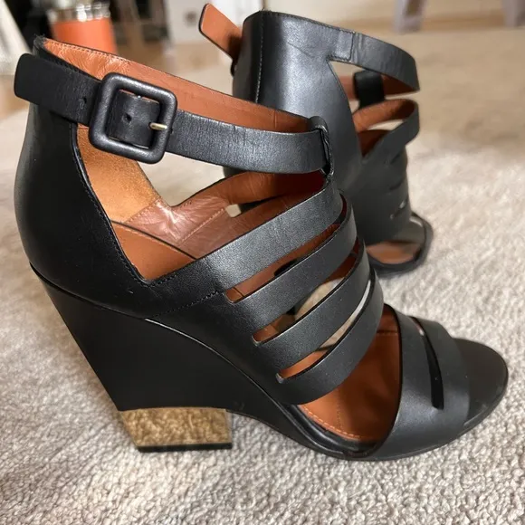 Givenchy Black Strappy Heels with Chunky Heel