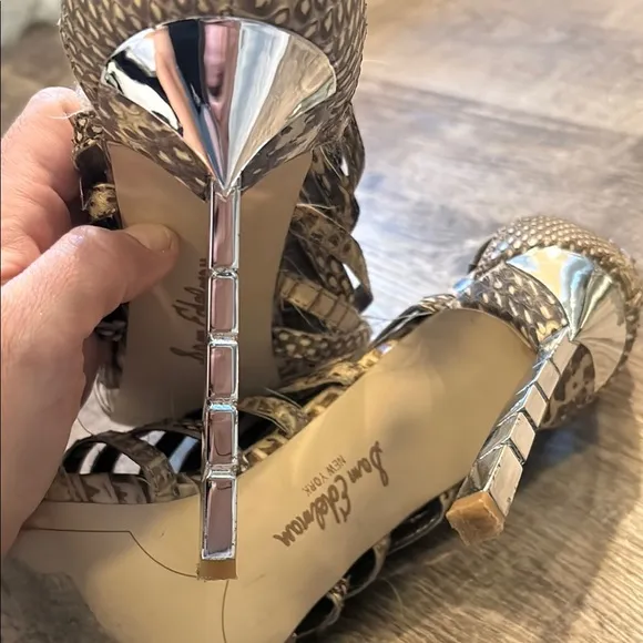 Gold Strappy Heels with Rhinestones