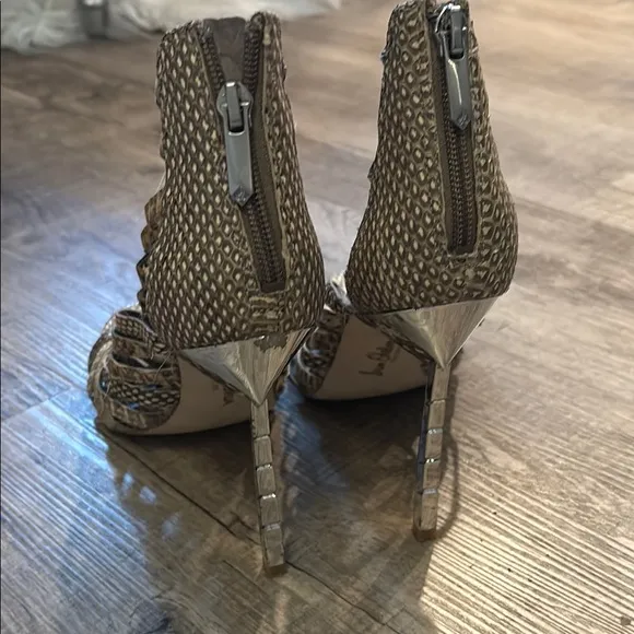 Gold Strappy Heels with Rhinestones