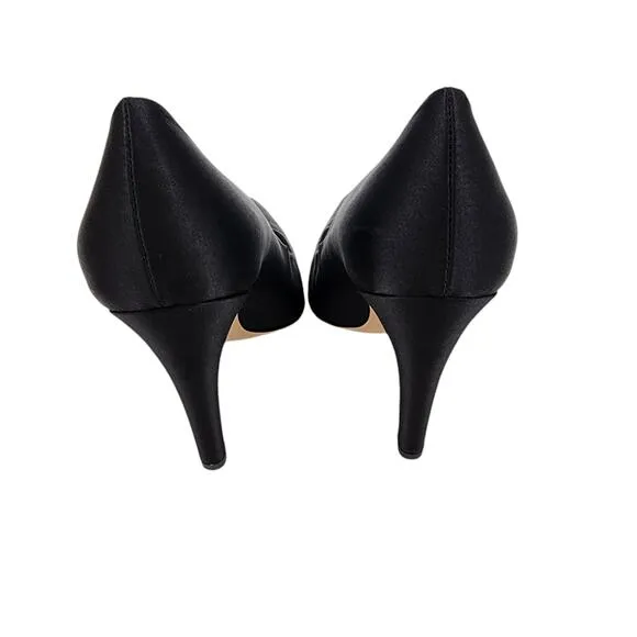 Good American Black The Icon Suede Pointed Toe Pump 3 Inch Heels Size 8.5
