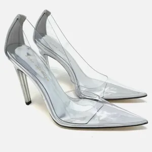 Good American Clear Pointed Toe Cinder Rella Stiletto Heels Size 9