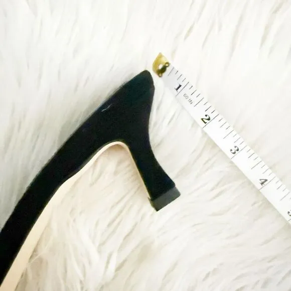 GOOD AMERICAN | Standout Square Toe Kitten Heel Mule Suede Black | Size 9