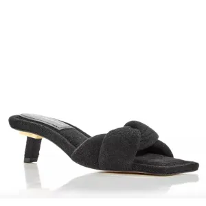 Good American Terry Twisted Strap Kickstand Mules Sandals In Black Size 8 New