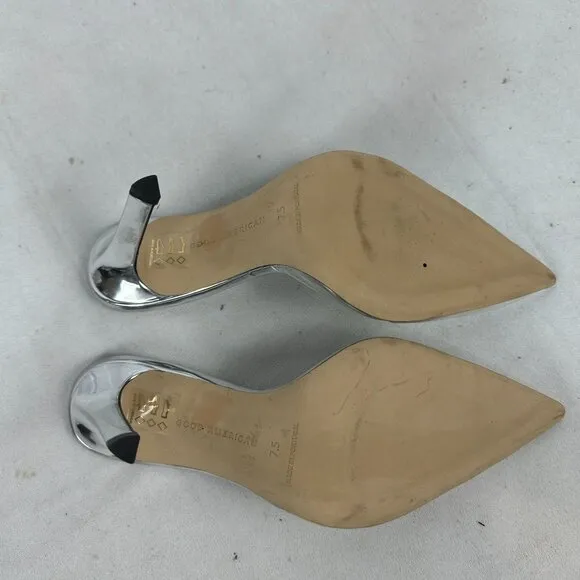 Good American Womens 7.5 Transparent Pointed-Toe Mule Heels