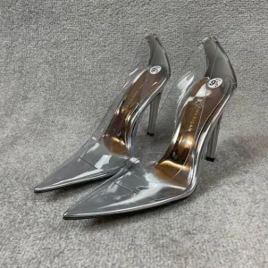 Good American Womens 9.5 Glass Slipper Cinderella Clear Pump Pointed Toe Heels