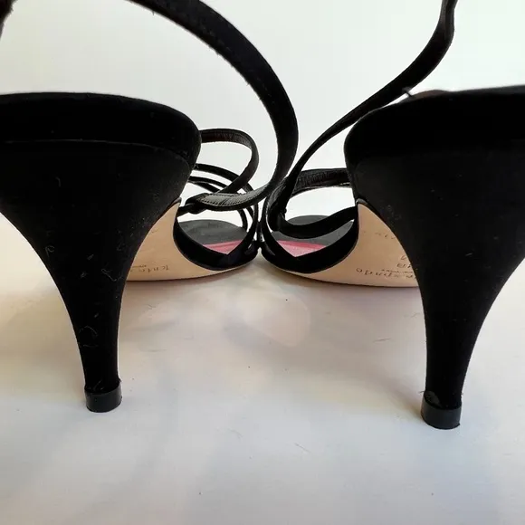 Gorgeous Kate Spade Black Satin Strappy Heels 10