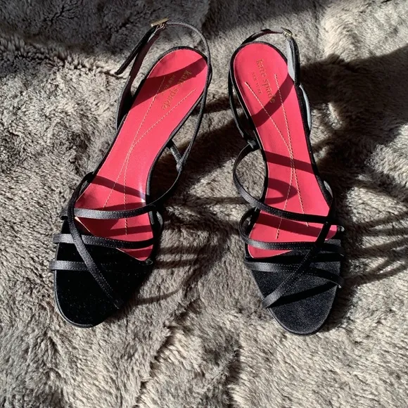 Gorgeous Kate Spade Black Satin Strappy Heels 10
