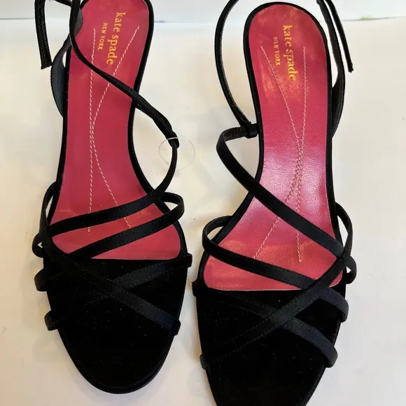 Gorgeous Kate Spade Black Satin Strappy Heels 10