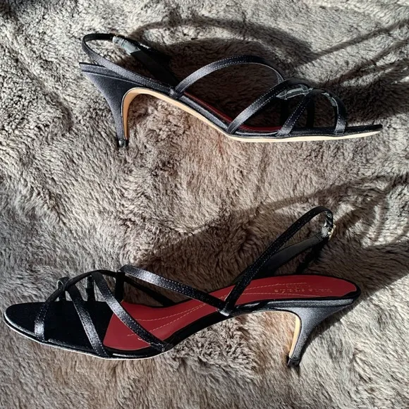Gorgeous Kate Spade Black Satin Strappy Heels 10