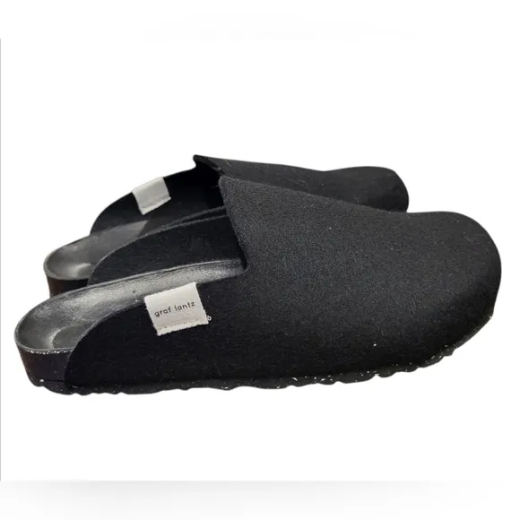 Graf Lantz Haus Merino Wool Slip On Clog Mules Black Size 39 (US 8-8.5)