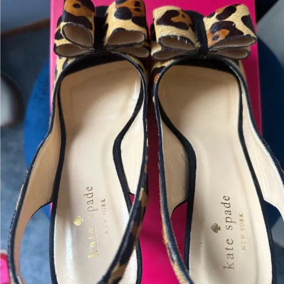 GUC Kate Spade Brown and Black Heels with Leopard Print SZ 7