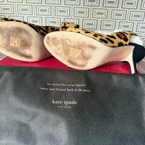 GUC Kate Spade Brown and Black Heels with Leopard Print SZ 7