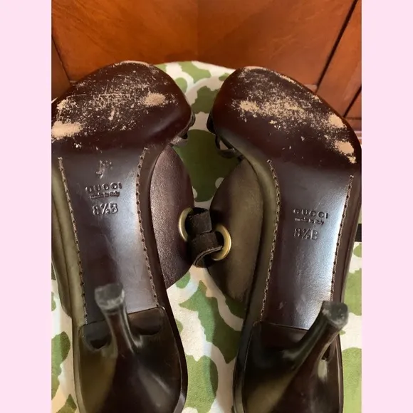 Gucci brown leather strappy heel.  size 8.5 B