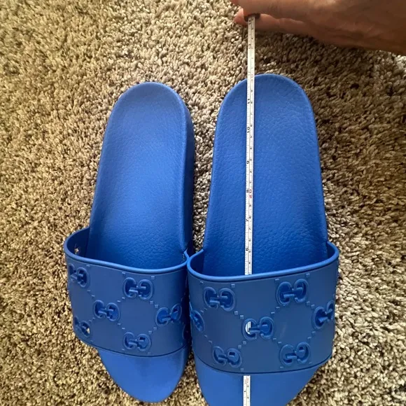 Gucci Men’s Size 12 New Authentic Pursuit Slides GG Perforated Sandals