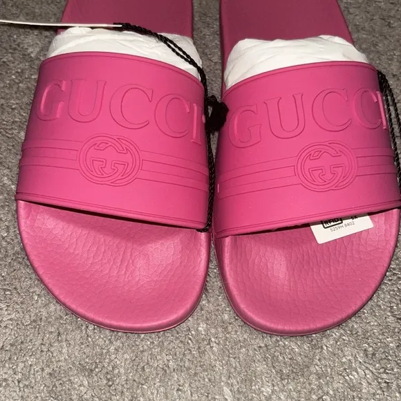 Gucci Pink Pursuit Slide Sandals