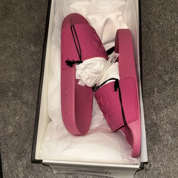 Gucci Pink Pursuit Slide Sandals