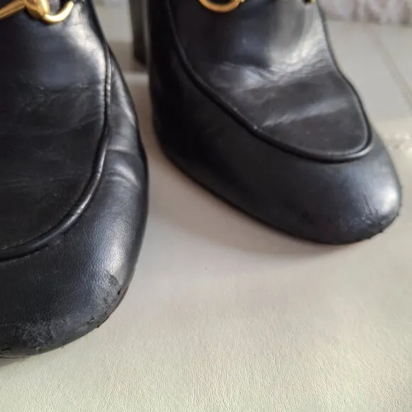 GUCCI Princetown Fur Horsebit Mule Heels Clogs