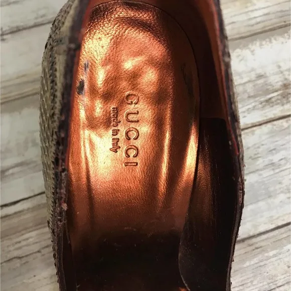 Gucci Snakeskin Leather Pointed-Toe Pumps 7.5 B