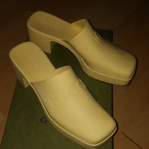 Gucci Yellow Platform Mules with Square Toe