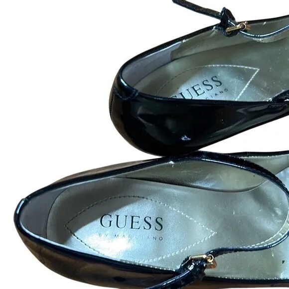 Guess By Marciano Patent Pointed Stiletto Heel Mary Jane Pump Black Size 7M