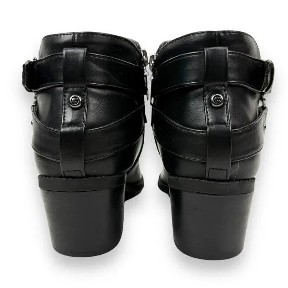 GUESS GBG black vegan leather cowgirl ankle boots