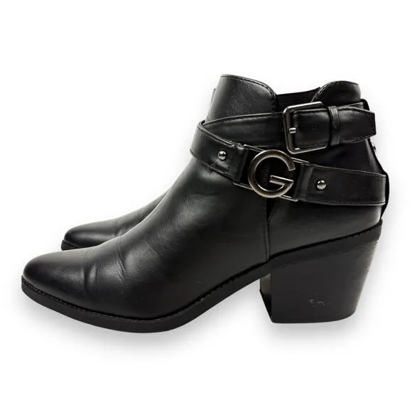 GUESS GBG black vegan leather cowgirl ankle boots