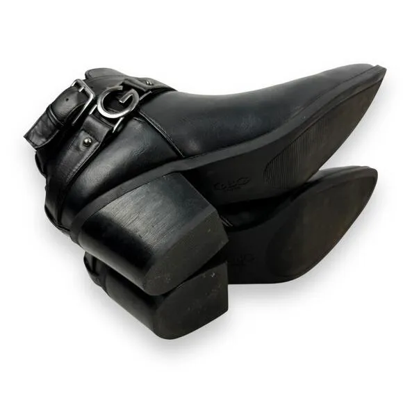 GUESS GBG black vegan leather cowgirl ankle boots