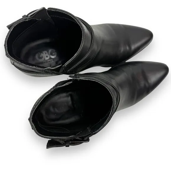 GUESS GBG black vegan leather cowgirl ankle boots