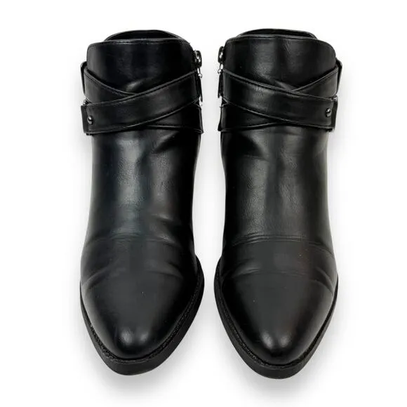 GUESS GBG black vegan leather cowgirl ankle boots