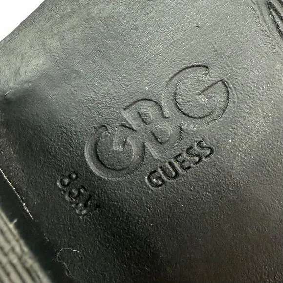 GUESS GBG black vegan leather cowgirl ankle boots