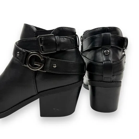 GUESS GBG black vegan leather cowgirl ankle boots