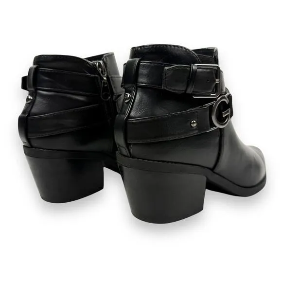 GUESS GBG black vegan leather cowgirl ankle boots