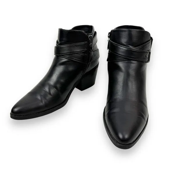 GUESS GBG black vegan leather cowgirl ankle boots