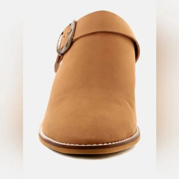 [H142] RAG &amp; CO [TARRAH] Tan Stacked Heel Mules With Adjustable Buckle, Size 10