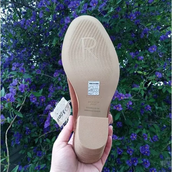 [H142] RAG &amp; CO [TARRAH] Tan Stacked Heel Mules With Adjustable Buckle, Size 10