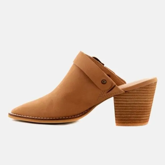 [H142] RAG &amp; CO [TARRAH] Tan Stacked Heel Mules With Adjustable Buckle, Size 10
